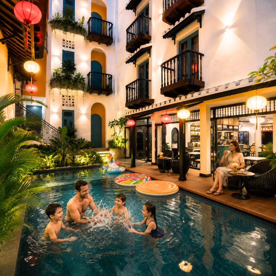 khách sạn boutique Hội An, khách sạn trong phố cổ Hội An, khách sạn phong cách Đông Dương ở Hội An, khách sạn ở Hội An có quán cà phê, khách sạn ở Hội An gần Chùa Cầu, khách sạn trung tâm Hội An, khách sạn ở Hội An có ban công, khách sạn phong cách ở Hội An, trải nghiệm lưu trú độc đáo ở Hội An, chỗ ở boutique tốt nhất tại Hội An