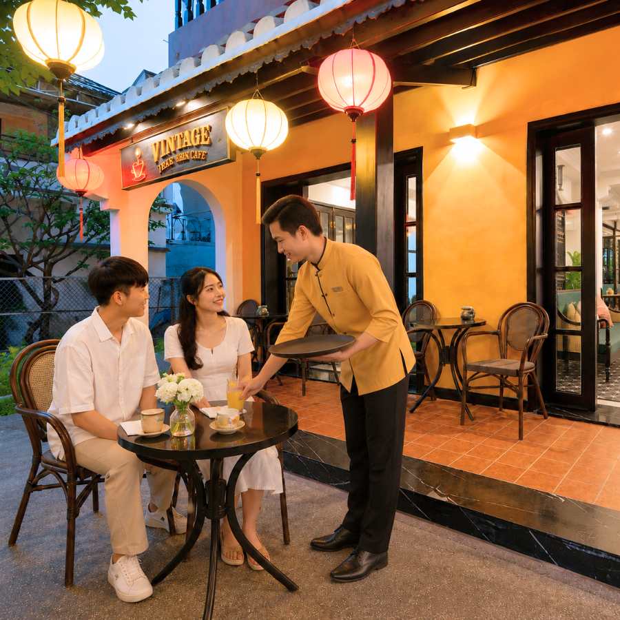 khách sạn boutique Hội An, khách sạn trong phố cổ Hội An, khách sạn phong cách Đông Dương ở Hội An, khách sạn ở Hội An có quán cà phê, khách sạn ở Hội An gần Chùa Cầu, khách sạn trung tâm Hội An, khách sạn ở Hội An có ban công, khách sạn phong cách ở Hội An, trải nghiệm lưu trú độc đáo ở Hội An, chỗ ở boutique tốt nhất tại Hội An, Dịch Vụ Tận Tâm, Dịch Vụ Mọi Lúc Mọi Nơi
