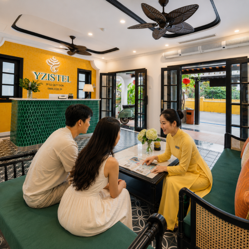 quán ăn ngon ở Hội An, Yzistel Hoi An, khách sạn boutique Hội An, khách sạn trong phố cổ Hội An, khách sạn phong cách Đông Dương ở Hội An, khách sạn ở Hội An có quán cà phê, khách sạn ở Hội An gần Chùa Cầu, khách sạn trung tâm Hội An, khách sạn ở Hội An có ban công, khách sạn phong cách ở Hội An, trải nghiệm lưu trú độc đáo ở Hội An, chỗ ở boutique tốt nhất tại Hội An
