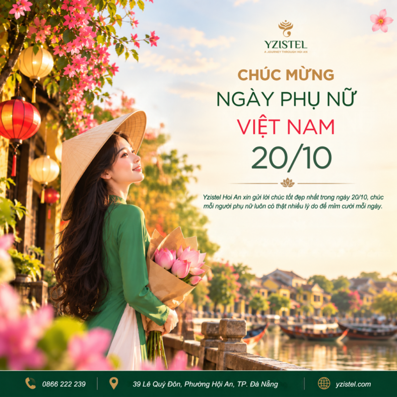 Yzistel Hoi An, Ngày Phụ nữ Việt Nam 20/10, khách sạn boutique Hội An, khách sạn trong phố cổ Hội An, khách sạn phong cách Đông Dương ở Hội An, khách sạn ở Hội An có quán cà phê, khách sạn ở Hội An gần Chùa Cầu, khách sạn trung tâm Hội An, khách sạn ở Hội An có ban công, khách sạn phong cách ở Hội An, trải nghiệm lưu trú độc đáo ở Hội An, chỗ ở boutique tốt nhất tại Hội An
